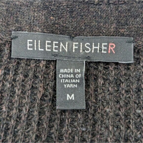 Eileen Fisher Wool Cashmere Blend Brown Cardigan Sweater Short Sleeve Fall M - Picture 7 of 9